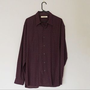 Tommy Bahama 100% Silk Maroon Button Down XL
